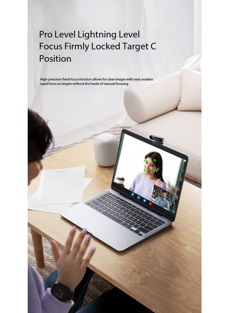 ZetRA 4K high-definition network camera with stereo microphone, 360 ° wide-angle, privacy protection case, tripod, suitable for meetings, live streaming, recording, compatible with Skype/Zoom/YouTube - Image 5